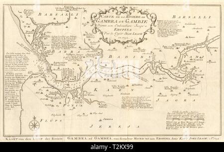 'Carte de la Rivière de Gambie Gambra ou…'. Gambia River. BELLIN/SCHLEY 1747 Karte Stockfoto