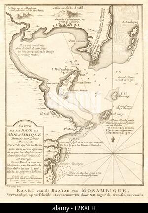 'Carte de la Baye de Mosambik' Insel. Mossuril Bay. BELLIN/SCHLEY 1748 Karte Stockfoto