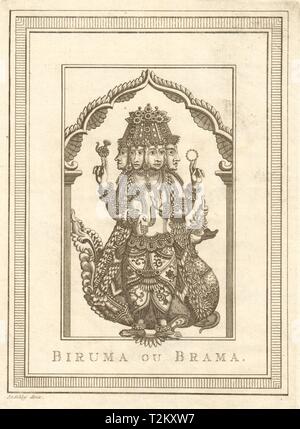 "Biruma, ou Brama". Indien. Brahma. Hinduistische Gottheit Schöpfer Gott. SCHLEY 1755 Drucken Stockfoto