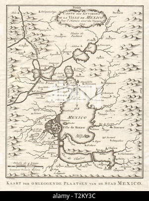 'Carte de Umgebung de la Ville de Mexico". Mexiko Stadt. BELLIN/SCHLEY 1758 Karte Stockfoto