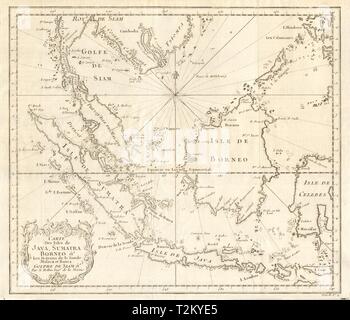 'Carte des Isles de Java, Sumatra, Borneo…' Malaysia Indonesien. BELLIN Karte 1746 Stockfoto