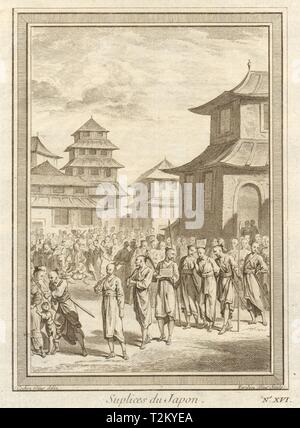Der uplices du Japon". Japanische Strafen. Ausführung durch Schwert alten Drucken 1746 Stockfoto