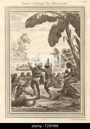 Danse & Musique des Hottentotten. Südliches Afrika Khoikhoi Musik Tanz 1748 Stockfoto