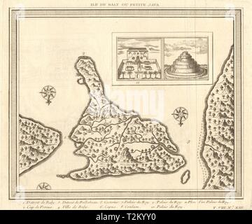 "Ile de Baly ou Petite-Java'. Bali, Indonesien. Royal Palace. BELLIN 1750 Karte Stockfoto