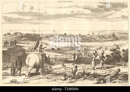 Bin asulipatan'. Blick auf Machilipatnam, Andhra Pradesh, Indien. Elefanten 1751 Stockfoto