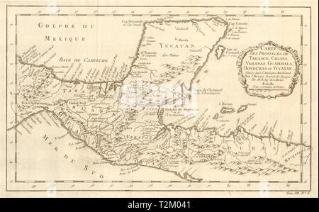 'Tabasco, Chiapa, Verapaz, Guatimala, Honduras & Yucatan' Mexiko BELLIN 1754 Karte Stockfoto