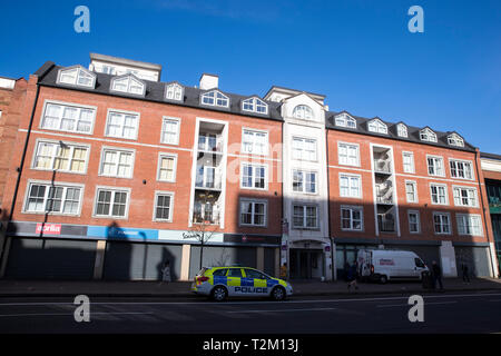 Ein Apartment Block bei 97 Great Victoria Street im Zentrum von Belfast, nach 80 Bewohner wurden von einem Brand in den frühen Morgenstunden des Mittwoch evakuiert. Stockfoto