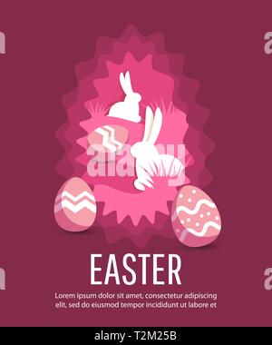 Ostern banner Hintergrund Vorlage mit schönen bunten Frühlingsblumen und Eier. Stock Vektor
