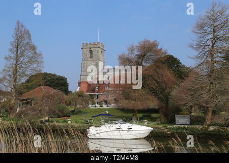 Priory Hotel mit Klosterkirche Lady St Mary hinter, Wareham, Isle of Purbeck, Dorset, England, Großbritannien, USA, UK, Europa Stockfoto