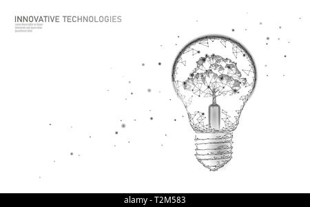 Licht Lampe Leuchte spart Energie ökologie Konzept. Polygonale weiß Baum innen Strom green energy Power banner Vector Illustration Kunst Stock Vektor