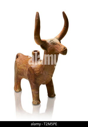 Hethiter Terrakotta Statue von einem Stier - 17. und 16. Jahrhundert v. Chr. - Hattusa (Bogazkoy) - Museum für Anatolische Zivilisationen, Ankara, Türkei. Gegen weiße Stockfoto