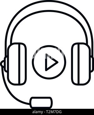 Kopfhörer Sound lernen Symbol. Übersicht Kopfhörer Sound lernen Vektor Symbol für Web Design auf weißem Hintergrund Stock Vektor