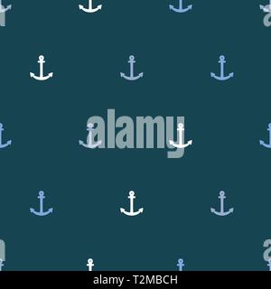 Anker vektor Textur - einfache Abbildung. Spärliche nahtlose nautische Hintergrund. Blau und Weiß. Stock Vektor