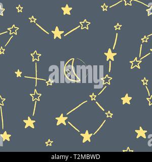 Sternbilder Muster - nahtlose Raum doodle Textur Vektor. Stock Vektor