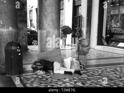 Obdachloser schlafen Stockfoto