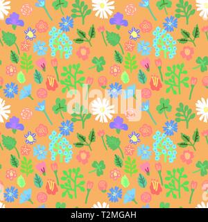 Einfache Blumen seamlessn Muster. Vector Illustration Stock Vektor