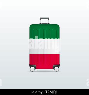 Reisegepäck Tasche mit Italien Flagge. Realistische Koffer. Stock Vektor