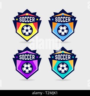 Fussball Logo oder Fußball Club Badge Set. Stock Vektor