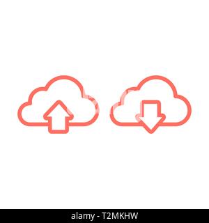 Upload und Download von Symbol Leitung. Stock Vektor