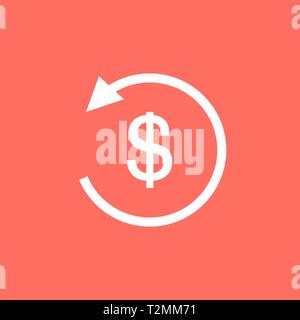 Weiß Erstattung Geld Symbol in flacher Ausführung. Symbol der Erstattung Geld. Stock Vektor