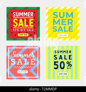 Summer Sale square banner set Design vorlage. Stock Vektor