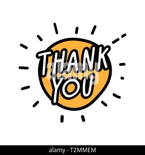Danke Hand gezeichnet Schriftzug. Hand gezeichnet Abbildung: Doodle. Stock Vektor
