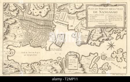 "Plan du Port et de la ville de Nangasaki'. Nagasaki, Japan. BELLIN Karte 1752 Stockfoto