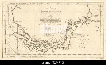 'Carte réduite du détroit de Magellan' Strait, Chile. BELLIN alte Karte 1753 Stockfoto