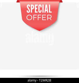 Angebot red ribbon Flagge. Vector Illustration isoliert Stock Vektor