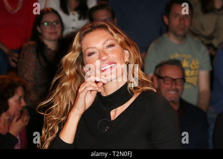 Hamburg, Deutschland. 02 Apr, 2019. Modell Gisele Buendchen zu Gast im deutschen Talkshow 'Markus Lanz', Hamburg, 04/02/2019 | Verwendung der weltweiten Kredit: dpa/Alamy leben Nachrichten Stockfoto