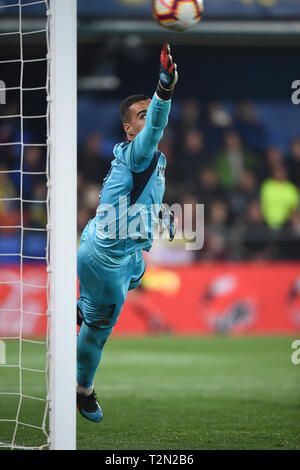 VILLARREAL, 02-04-2019. LaLiga 2018 / 2019 Datum 30. Villarreal-Barcelona. Sergio Asenjo von Villarreal CF während des Spiels V Illarreal-Barcelona Stockfoto