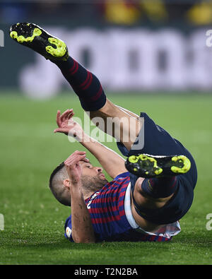 VILLARREAL, 02-04-2019. LaLiga 2018 / 2019 Datum 30. Villarreal-Barcelona. Jordi Alba der FC das Spiel V Illarreal-Barcelona Barcelonaduring Stockfoto