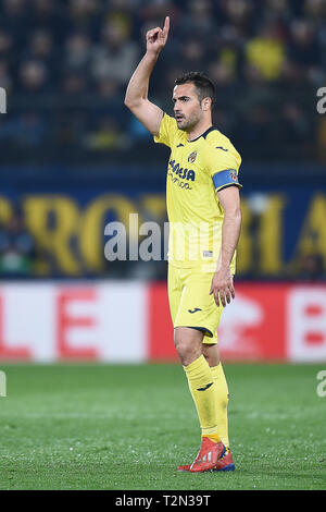 VILLARREAL, 02-04-2019. LaLiga 2018 / 2019 Datum 30. Villarreal-Barcelona. Mario Kaspar von Villarreal CF während des Spiels V Illarreal-Barcelona Stockfoto