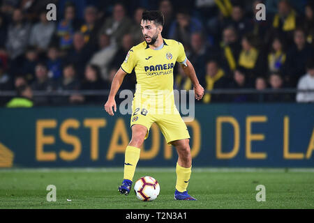 VILLARREAL, 02-04-2019. LaLiga 2018 / 2019 Datum 30. Villarreal-Barcelona. Manuel Morlanes von Villarreal CF während des Spiels V Illarreal-Barcelona Stockfoto