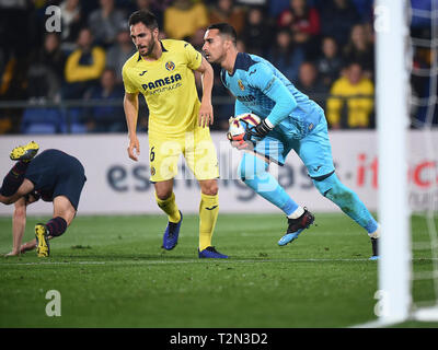 VILLARREAL, 02-04-2019. LaLiga 2018 / 2019 Datum 30. Villarreal-Barcelona. Sergio Asenjo von Villarreal CF während des Spiels V Illarreal-Barcelona Stockfoto