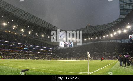 London, Großbritannien. 3 Apr, 2019. Tottenham Hotspur Stadion, London, UK. 3. Apr 2019. Allgemeine Ansicht während der Premier League Match zwischen den Tottenham Hotspur und Crystal Palace an der Tottenham Hotspur Stadion am 3. April 2019 in London, England. (Foto von Paul Raffety/phcimages.com) Credit: PHC Images/Alamy leben Nachrichten Stockfoto