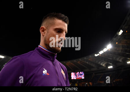 Rom, Italien. 3 Apr, 2019. Kevin Mirallas von ACF Fiorentina in der Serie A Match zwischen AS Roma und ACF Fiorentina im Stadio Olimpico, Rom, Italien Am 3. April 2019. Foto von Giuseppe Maffia. Credit: UK Sport Pics Ltd/Alamy leben Nachrichten Stockfoto