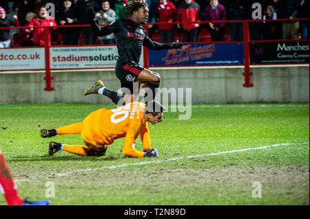 Accrington, Lancashire, UK. 3 Apr, 2019. … … Während der Sky Bet Liga 1 Übereinstimmung zwischen Accrington Stanley und Sunderland am Fraser Eagle Stadium, Accrington am Mittwoch, den 3. April 2019. (Credit: Ian Charles | Kredit: MI Nachrichten & Sport/Alamy leben Nachrichten Stockfoto