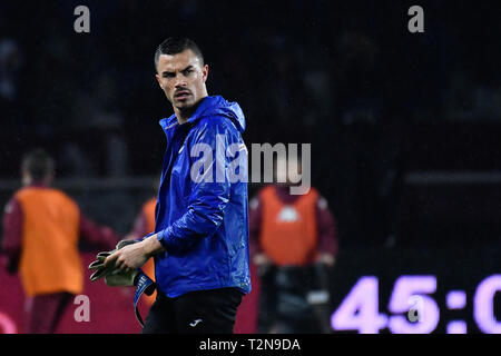 Turin, Italien. 03 Apr, 2019. Emil Audero (UC Sampdoria) während der Serie A TIM Fußballspiel zwischen Torino FC und UC Sampdoria im Stadio Grande Torino am 3. April, 2019 in Turin, Italien. Quelle: FABIO UDINE/Alamy leben Nachrichten Stockfoto