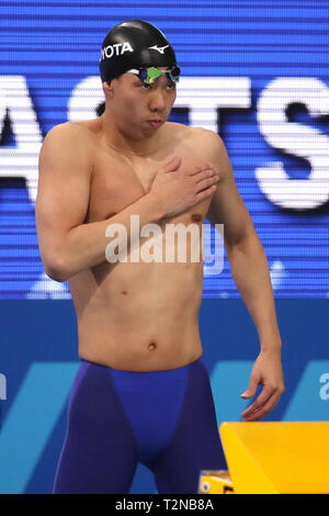 Tatsumi International Swimming Centre, Tokyo, Japan. 3 Apr, 2019. Ippei Watanabe, April 3, 2019 - Schwimmen: Japan Japan schwimmen schwimmen Meisterschaften (2019) Männer 100 m Brust Finale bei Tatsumi International Swimming Centre, Tokyo, Japan. Credit: Sho Tamura/LBA SPORT/Alamy leben Nachrichten Stockfoto