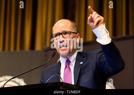 Tom Perez, Vorsitzender des Democratic National Committee (DNC), an der Nationalen Action Network (NAN) Convention in New York City. Stockfoto