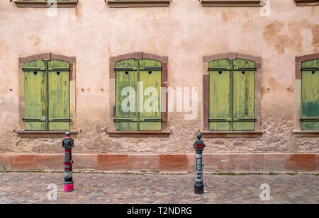 Architektonischen Details von Mulhouse, einer Stadt in der Region Elsass in Frankreich Stockfoto