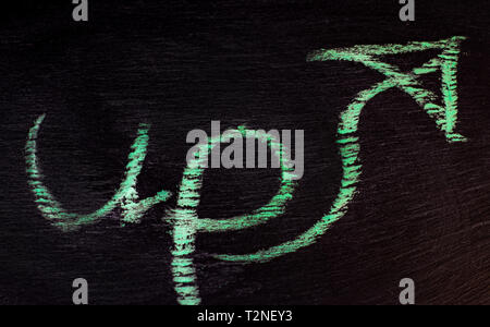 Grüne Kreide Font mit Pfeil, geschäftlichen Erfolg handschriftliche Konzept Stockfoto