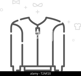 Kurze jacke Vektor Symbol Leitung. Kleidung, Kleider, Symbol, Piktogramm, Sign. Licht abstrakten geometrischen Hintergrund. Editierbare Schlaganfall. Einstellung der Strichstärke. Stock Vektor