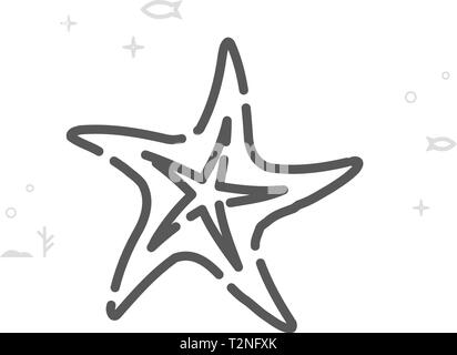Starfish Vektor Symbol Leitung. Leben im Meer, Meer Kreaturen Symbol, Piktogramm, Sign. Licht abstrakten geometrischen Hintergrund. Editierbare Schlaganfall. Stock Vektor