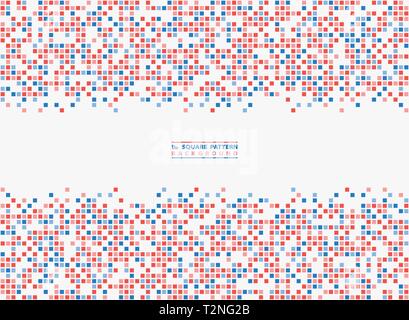 Abstrakte quadratischen Muster blau und rot Kontrast pixel Hintergrund. Sie für Ad, Poster, Präsentationen, Grafiken, Drucken verwenden können. Abbildung: Vector EPS 10. Stock Vektor