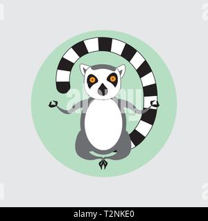 Vector Illustration. Cartoon style Symbol des Meditierens Lemur. Cute Zeichen für anderes Design. 10 eps Stock Vektor