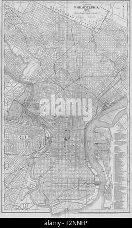 PHILADELPHIA, PENNSYLVANIA. Stadt Stadtplan plan 1893 alte antike Grafik Stockfoto