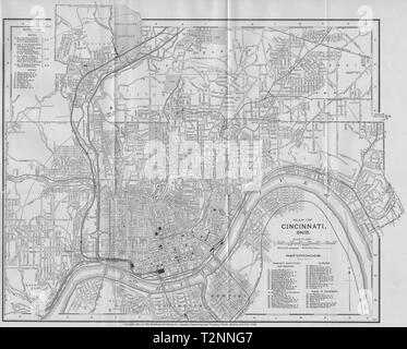 CINCINNATI, OHIO. Antike Stadt Stadtplan plan 1893 alten Karte Stockfoto