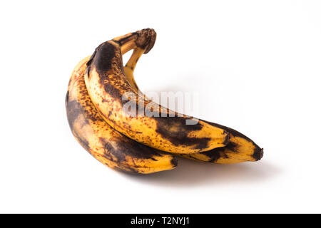 Essen Konzept überreifen Stufe der Bananen auf weißem Hintergrund Stockfoto